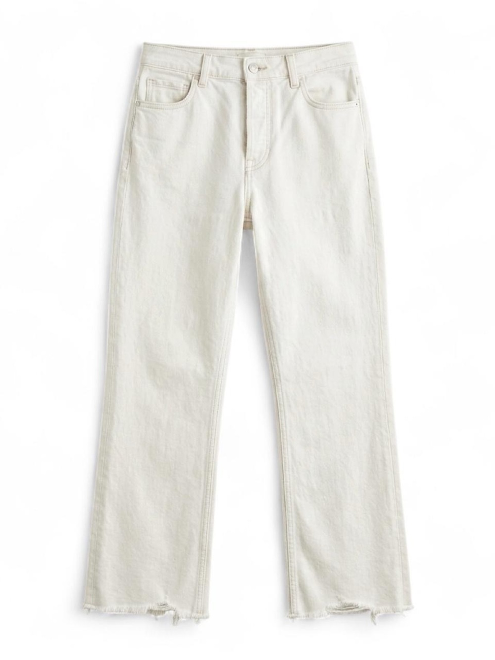 MNG MANGO Sienna White Raw Hem Crop Flare Jeans Size 6  Off White